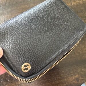 Gucci Black Leather Wallet with Gold Accents